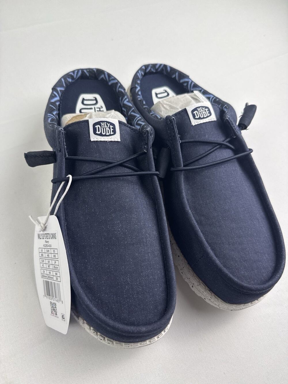 Hey Dude Wally Slip Stretch Canvas Navy Men’s Shoes Size 8